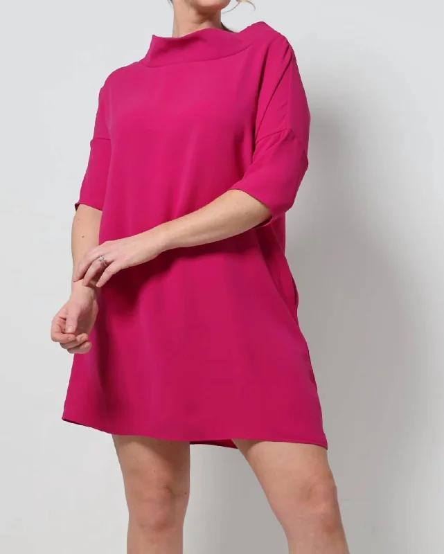 Audrey Cowl Tunic Dress In Fucshia Bright color unclassified dresses