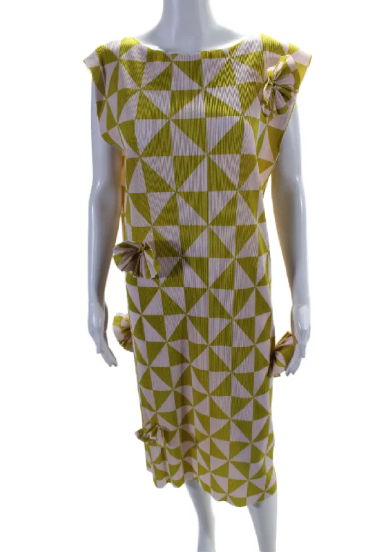 Bitte Kai Rand Womens Pleated Geometric Print Motif Shift Dress Green Unique unclassified dresses