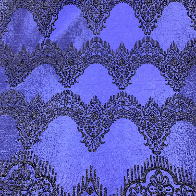 Black And Purple/Blue Damask Textured Brocade Fabric A-line unclassified dresses