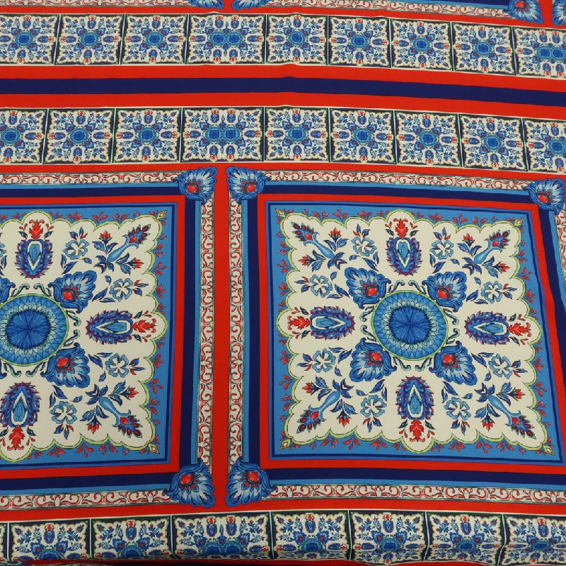 Blue and Red Arabesque Printed Fabric Office unclassified dresses