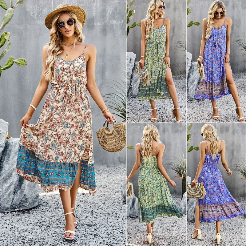 Bohemian Beachy Resort Style Split Brief Corset Length  Dress Bodycon unclassified dresses