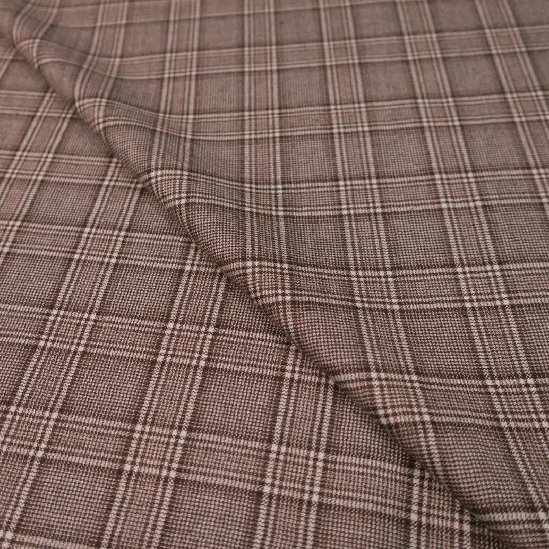 Brown and White Windowpane Cashmere and Silk Blend  Loro Piana Suiting Fabric Cocktail unclassified dresses