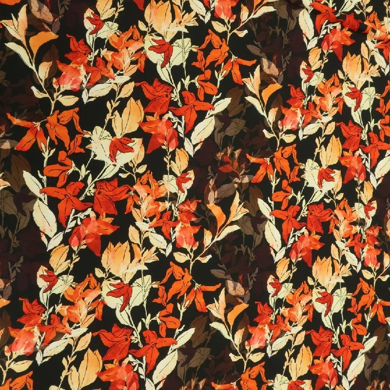 Brown, Ivory and Orange Leaves Printed Fabric Long unclassified dresses