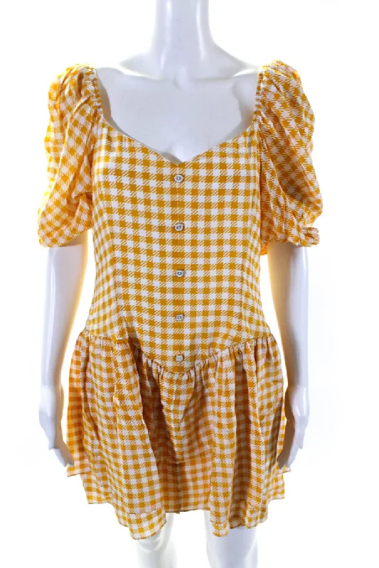 Caroline Constas Womens Quinn Dress Yellow Gingham Pastel unclassified dresses