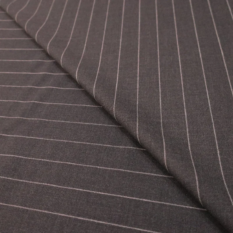 Charcoal Black and Silver Striped Loro Piana Wool Suiting Fabric Office unclassified dresses