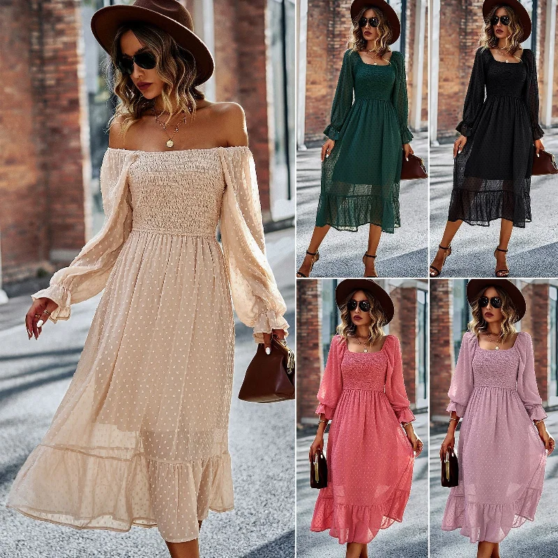 Chic Personality New Casual One-shoulder Dress Pastel unclassified dresses