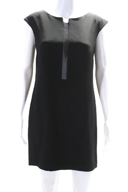 Cushnie Et Ochs Womens Silk Sheer Center Sleeveless Shift Dress Black Chiffon unclassified dresses