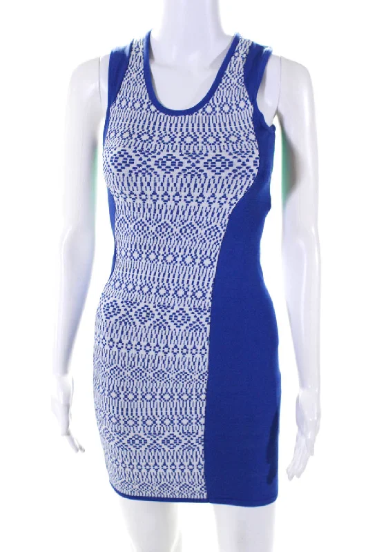 Cut25 by Yigal Azrouel Womens Body Con Dress Blue White Date night unclassified dresses