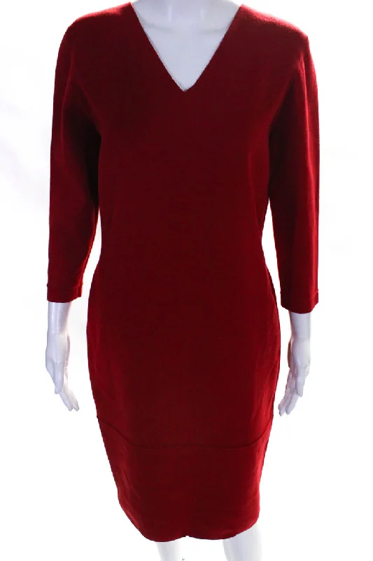 D Exterior Womens Wool Stretch Foundation Dress Red Chiffon unclassified dresses