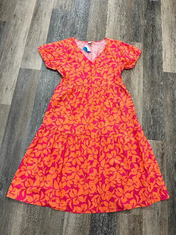 Dress Casual Midi By J. Crew In Orange & Pink, Size: 16 Printed Floral Midi