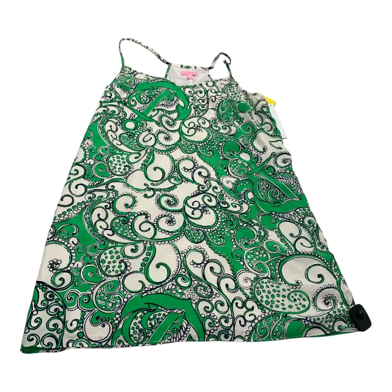 Dress Designer By Lilly Pulitzer In Green & White, Size: L Satin unclassified dresses