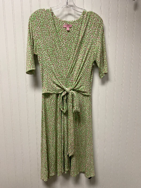 Dress Designer By Lilly Pulitzer In Green & White, Size: S Chiffon unclassified dresses