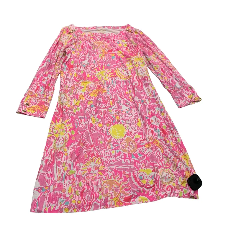 Dress Designer By Lilly Pulitzer In Pink & Yellow, Size: S Tiered unclassified dresses