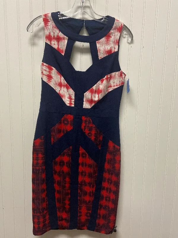 Dress Work By Bcbgmaxazria In Blue & Red, Size: S Flowy unclassified dresses