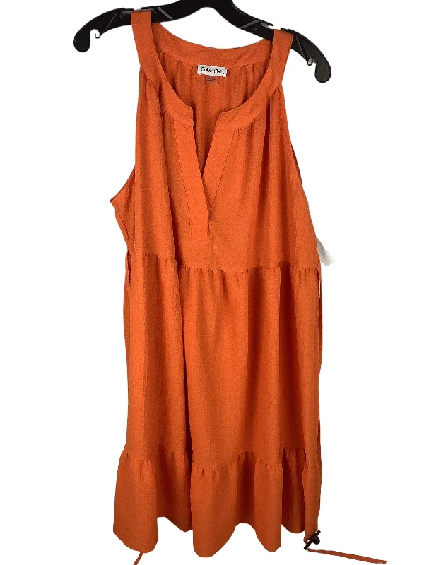 Dress Work By Calvin Klein In Orange, Size: Xl Fall unclassified dresses