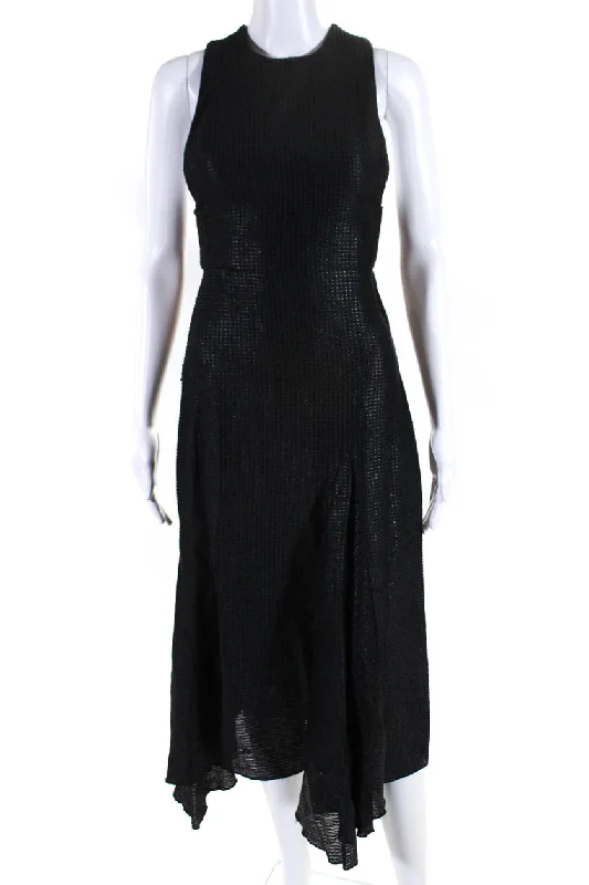 Ellery Womens Sleeveless Halter Neck Cross Back A Line Dress Black Smocked unclassified dresses