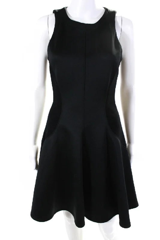 Faith Connexion Womens Back Zip Scoop Neck A Line Dress Black Silk unclassified dresses