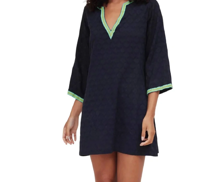 Giovanna Jacquard Bell Sleeve Cover Up Dress In Black Graduation unclassified dresses