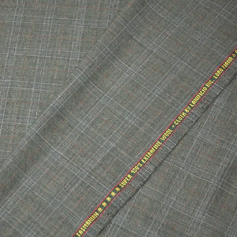 Gray Tartan Windowpane Loro Piana Super 130's Extrafine Wool Fabric Color block unclassified dresses