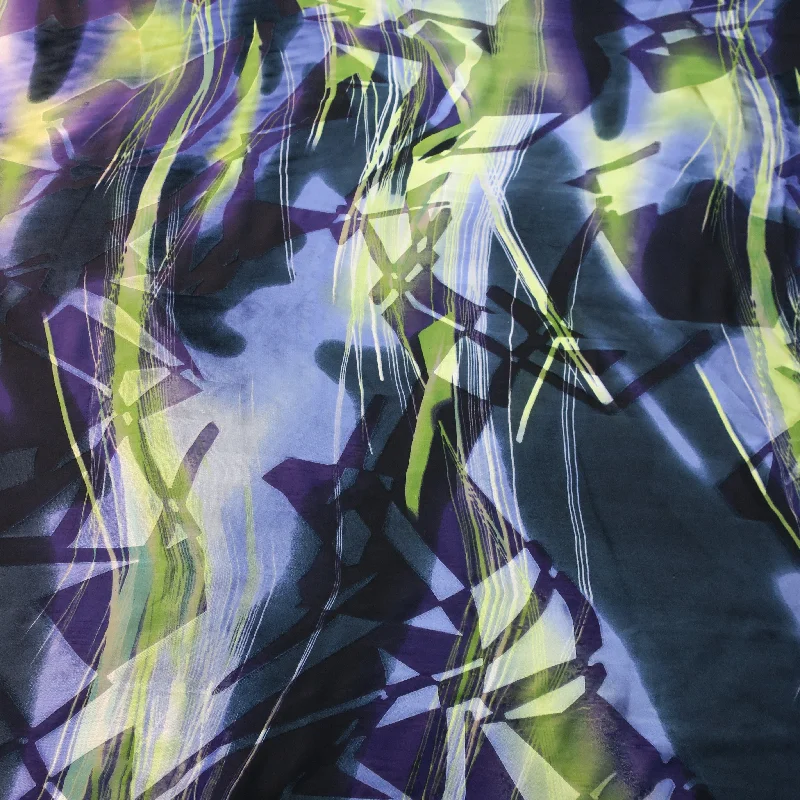 Green and Purple Abstract Silk Chiffon and Charmeuse Fabric Stylish unclassified dresses