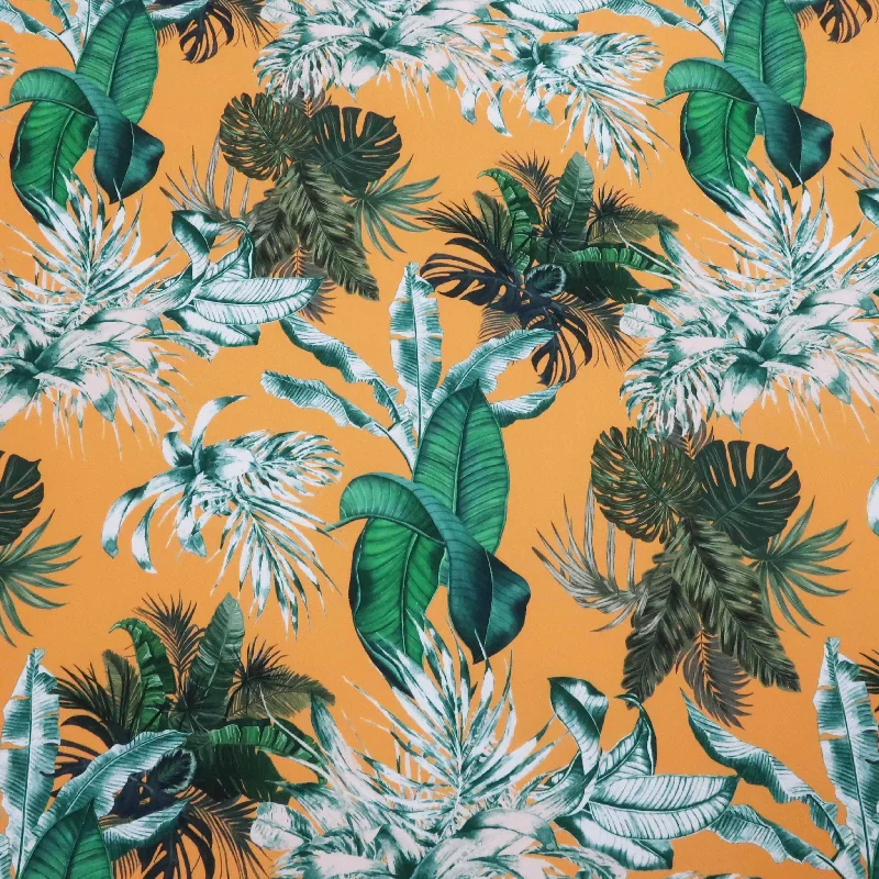 Green Leaves with Orange Background  Printed Crepe Polyester Engagement unclassified dresses