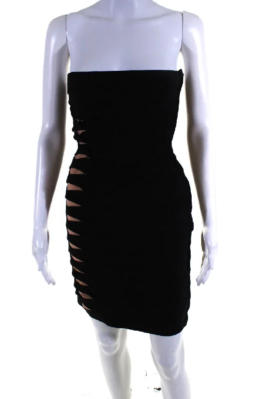 Herve Leger Womens Strapless Bandage Body Con Dress Black Beige Festival unclassified dresses