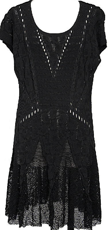 HIROKO KOSHINO JAPAN. HIROKO BIS. Black Jacquard Mesh Flare Dress Formal unclassified dresses