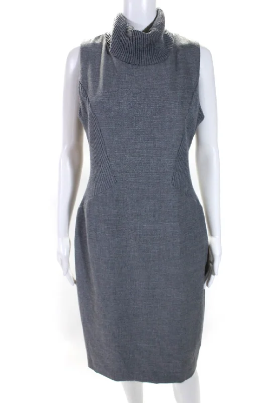 Iris Setlakwe Womens Turtleneck Sleeveless Dress Gray Tulle unclassified dresses