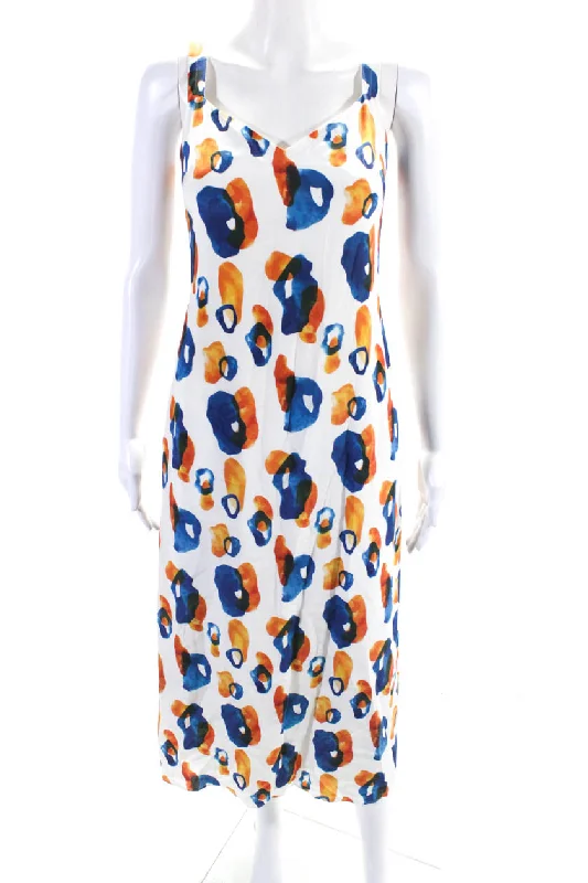 Jason Wu Womens White Silk Printed Scoop Neck Sleeveless Shift Dress Earthy tone unclassified dresses