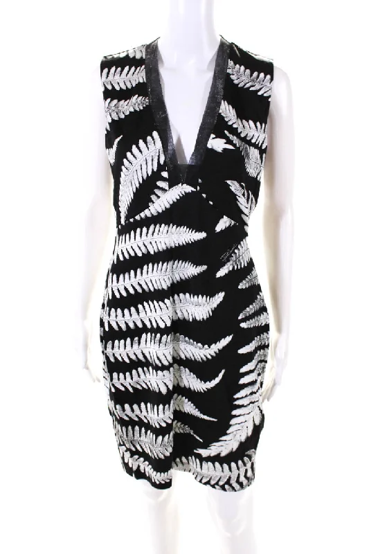 Just Cavalli Womens V Neck Sleeveless Body Con Dress Black White Club unclassified dresses