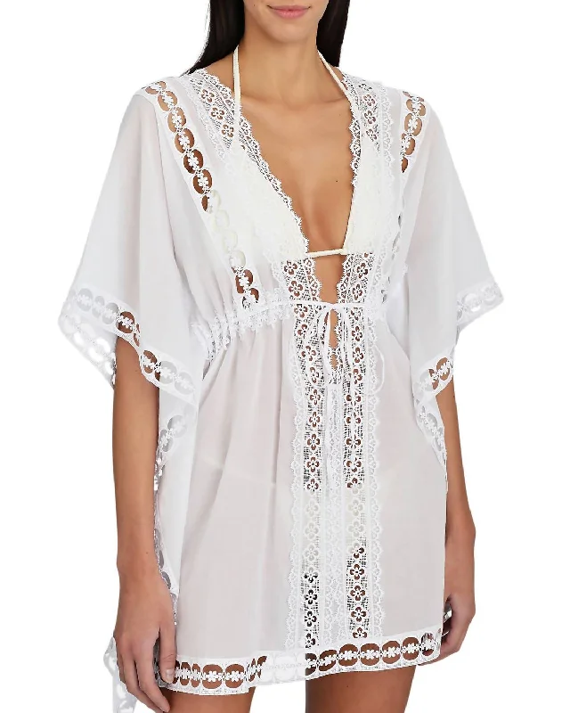 Kayla Kaftan Dress In White Beaded unclassified dresses