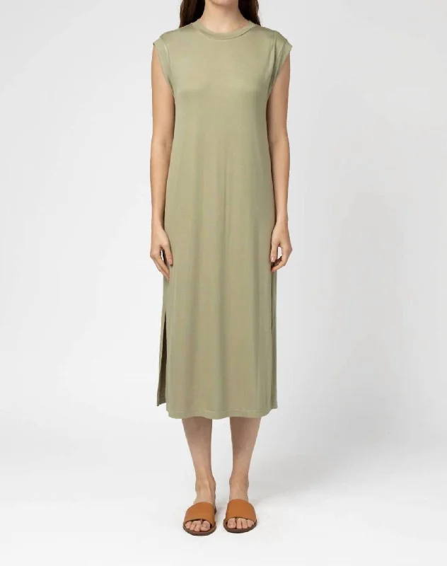 Knit Rayon Dress In Sage Soft fabric unclassified dresses