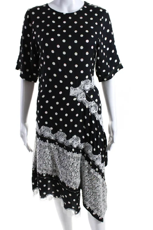 Koché Womens Polka Dot Panel Dress Black High-low unclassified dresses