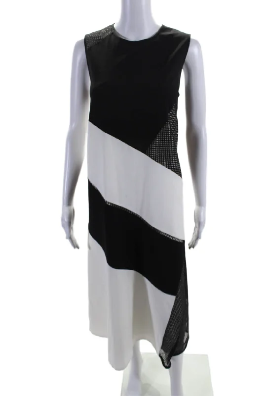 Lafayette 148 New York Womens White Black Color Block A-Line Dress Popular unclassified dresses