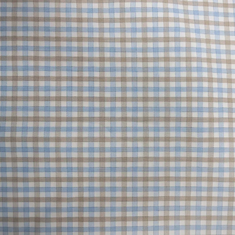 Light Blue, Taupe Plaid 100% Fine Cotton Fabric Polka dot unclassified dresses