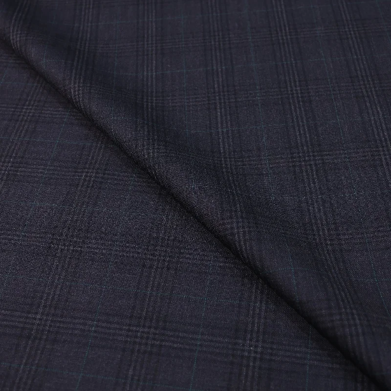 Medium Gray Tartan Bleu Shine Doppio Ritorto Super 130's Ariston Fabric Budget-friendly unclassified dresses