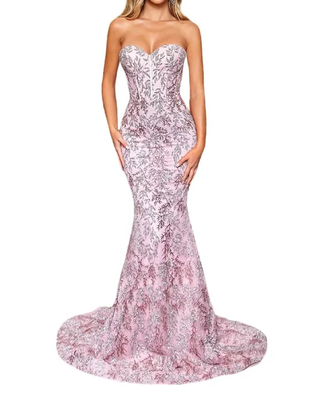 Mermaid Glitter Prom Dress In Pink Engagement unclassified dresses