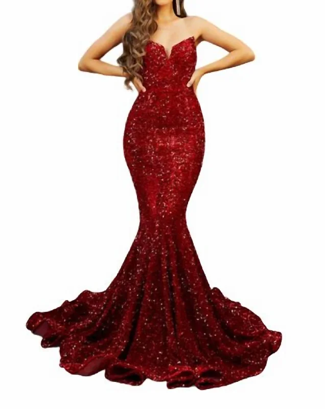 Mermaid Prom Dress In Red Knitted unclassified dresses