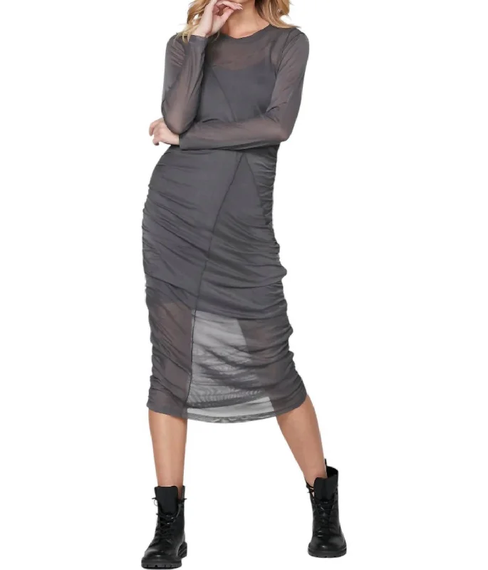 Mesh Dress In Dark Grey Long unclassified dresses