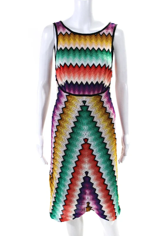 Missoni Orange Label Womens Chevron Stripes A Line Dress Multi Colored Bold pattern unclassified dresses