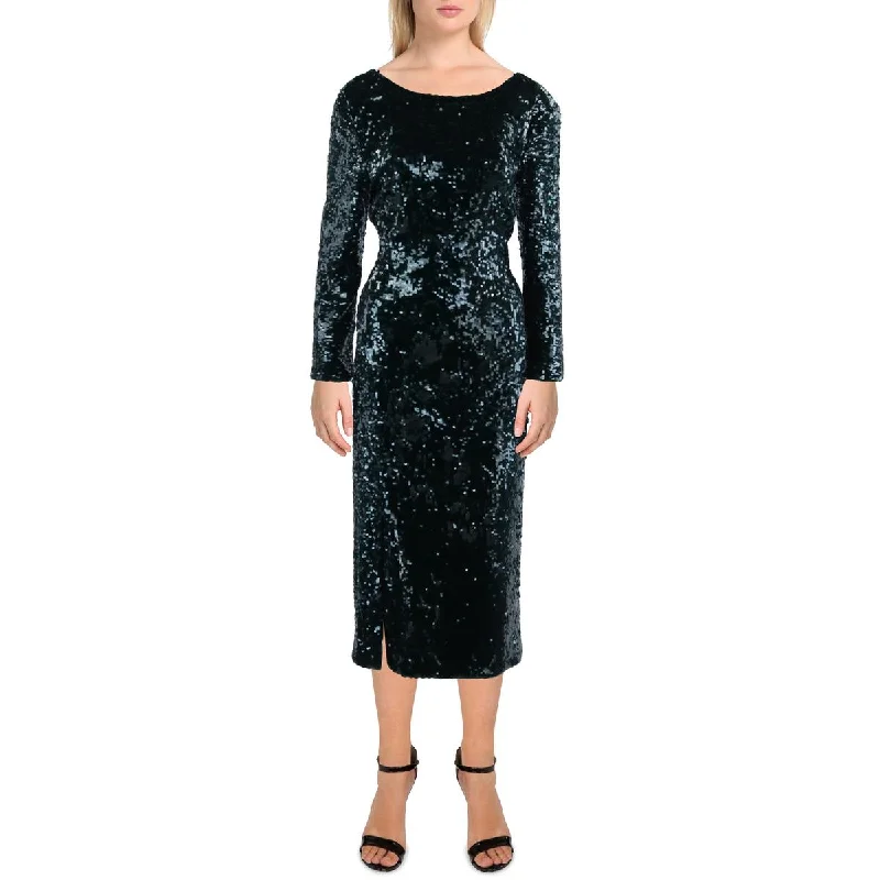 Natalie Womens Sequined Midi Bodycon Dress Long Midi Skirt