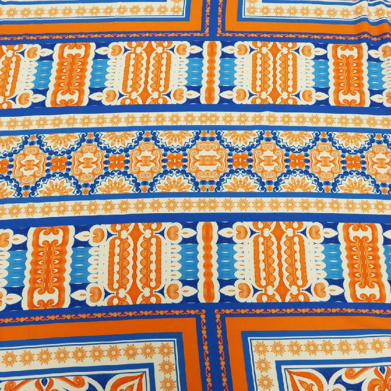 Orange, Nude and Blue Arabesque Printed Fabric Soft fabric unclassified dresses