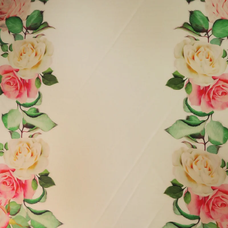 Peach Roses on Blush Background Printed Polyester Mikado Fabric Holiday unclassified dresses