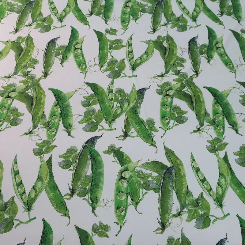 Peas on White Ground Printed Silk Stretch Charmeuse Minimalist unclassified dresses