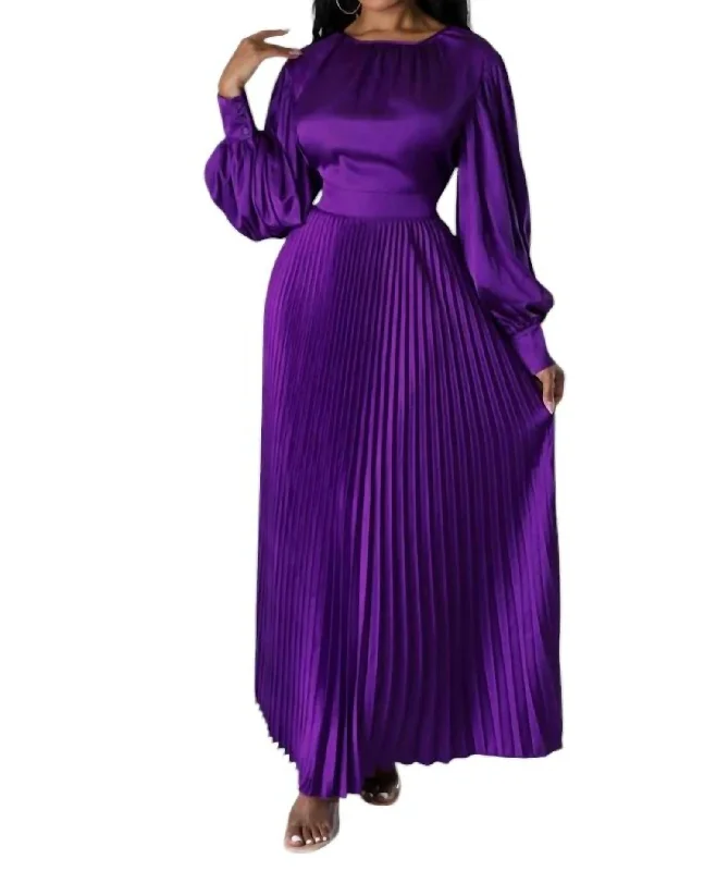 Pleated Dress In Purple Dark color unclassified dresses