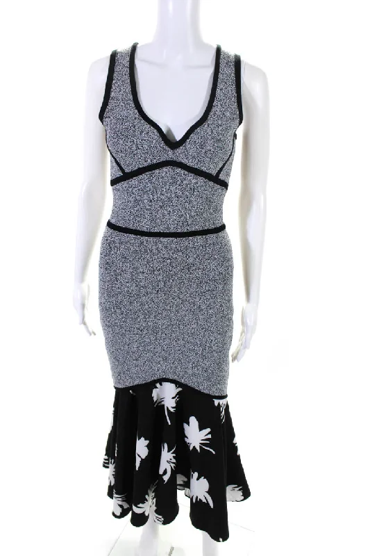 Prabal Gurung Collective Womens Sleeveless Color Block Mermaid Dress Gray Bold pattern unclassified dresses