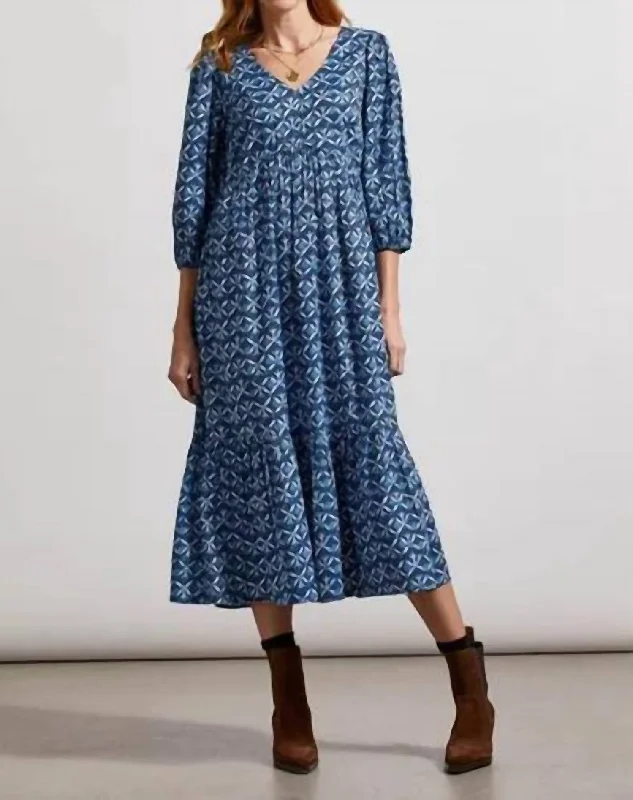 Puff-Sleeve Shift Dress In Bluelake Trendy unclassified dresses