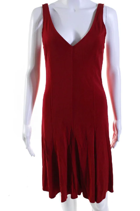 Ralph Lauren Black Label Womens Sleeveless V Neck Knit Dress Red Beach unclassified dresses