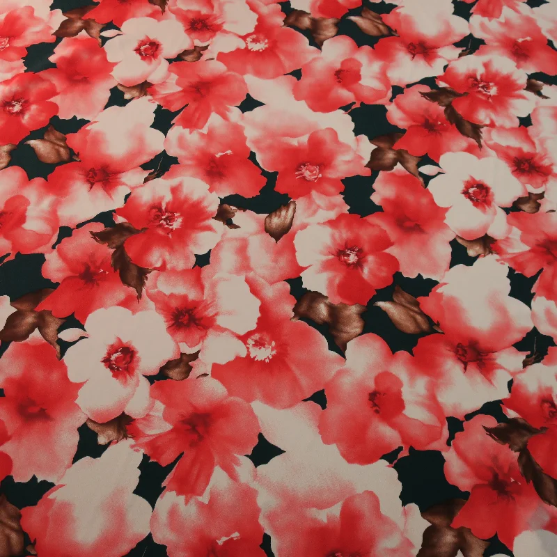 Red and White on a Black Background China Silk Fabric Sleeveless unclassified dresses