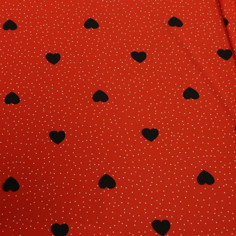 Red Background with Black Hearts Printed Fabric Vintage unclassified dresses